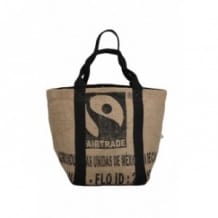 Sac cabas noir en toile de jute 100% recyclée