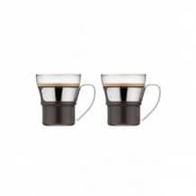 BODUM - ASSAM SET 2 TASSES VERRE POIGNET METAL 300ML