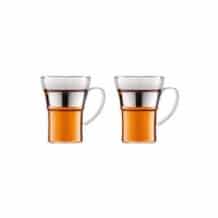 BODUM - ASSAM SET 2 TASSES VERRE POIGNET METAL 350ML