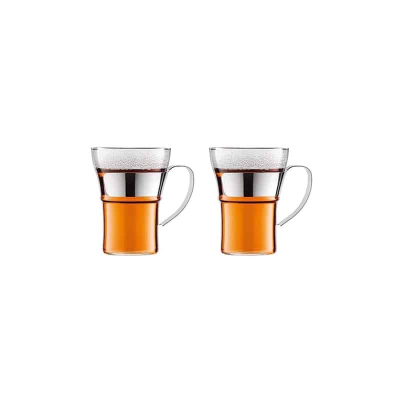 Bodum SET x 2 ASSAM Tasse verre Poignée métal 12oz/350ml