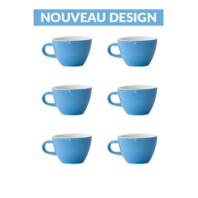 Set x 6 FLAT WHITE tasse porcelaine 150ml Bleu