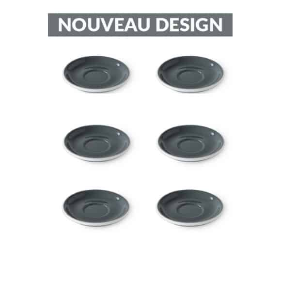 Set x 6 soucoupes porcelaine 110mm Gris