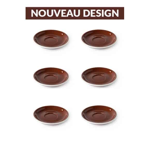 Set x 6 soucoupes porcelaine 110mm Marron