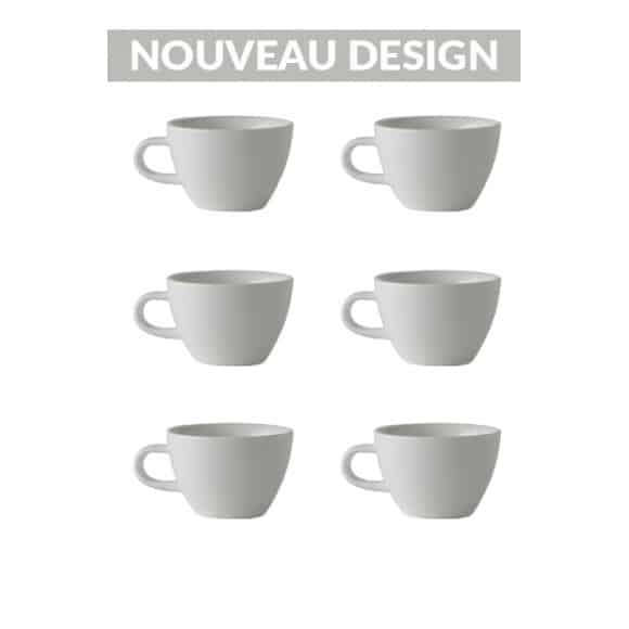 Set x 6 FLAT WHITE tasse porcelaine 150ml Blanc