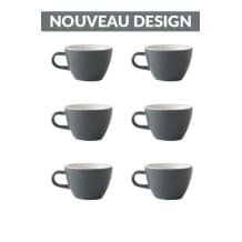 Set x 6 FLAT WHITE tasse porcelaine 150ml Gris