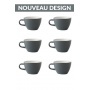 Set x 6 FLAT WHITE tasse porcelaine 150ml Gris