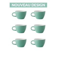 Set x 6 FLAT WHITE tasse porcelaine 150ml Vert