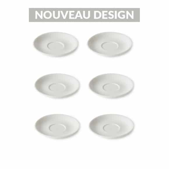 Set x 6 FLAT WHITE soucoupe porcelaine 140mm Blanc