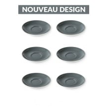 Set x 6 FLAT WHITE soucoupe porcelaine 140mm Gris