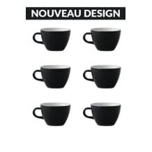 Set x 6 FLAT WHITE tasse porcelaine 150ml Noir