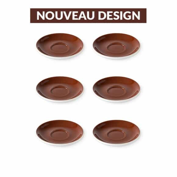 Set x 6 soucoupes porcelaine 140mm Marron