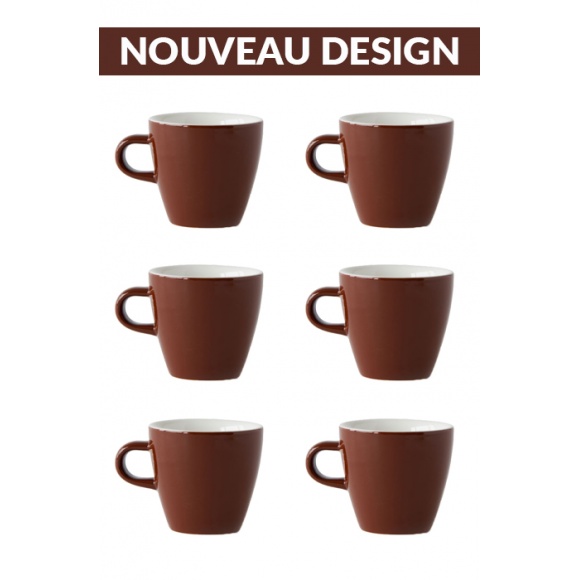 Set x 6 TULIP tasse porcelaine 170ml Marron