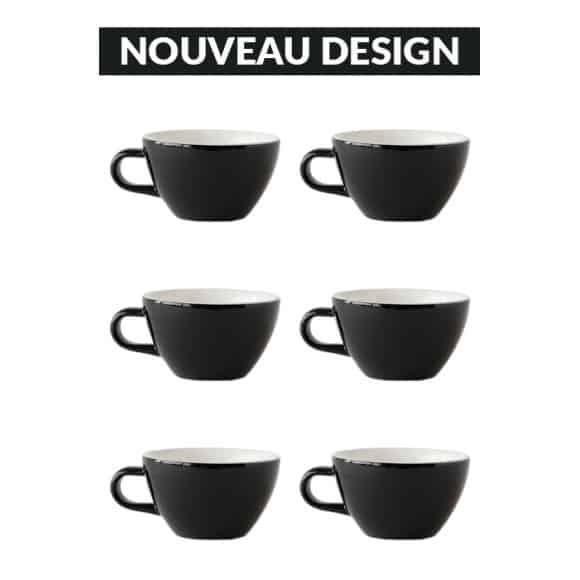 Set x 6 CAPPUCCINO tasse porcelaine 190ml Noir