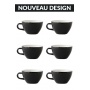 Set x 6 CAPPUCCINO tasse porcelaine 190ml Noir