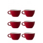 Set x 6 LATTE tasse porcelaine 280ml Rouge