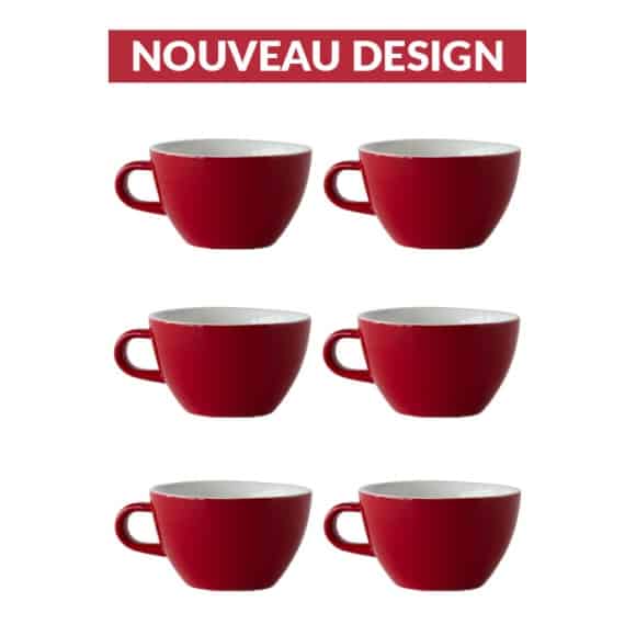 Set x 6 LATTE tasse porcelaine 280ml Rouge