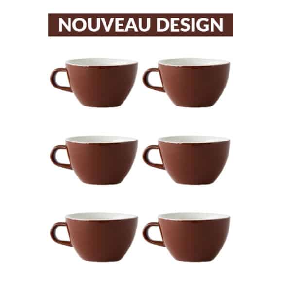 Set x 6 LATTE tasse porcelaine 280ml Marron