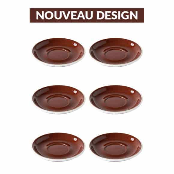 Set x 6 soucoupes porcelaine 150mm Marron