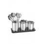 Porte-couverts triple inox et bois