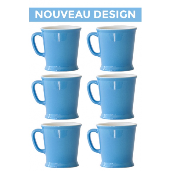 Set x 6 MUG porcelaine 230ml Bleu