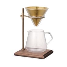 Cafetière Bois & Laiton avec dripper et filtre permanent 4 tasses
