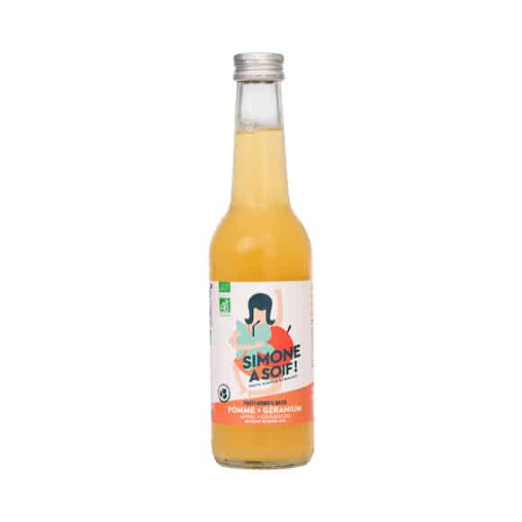Simone a soif Eau fruitée Pomme Geranium bouteille verre 12x330ml BIO