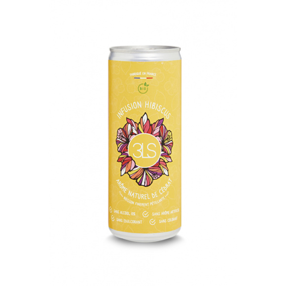3LS - INFUSION PETILLANTE HIBISCUS CEDRAT CANETTE 250ML x24 BIO
