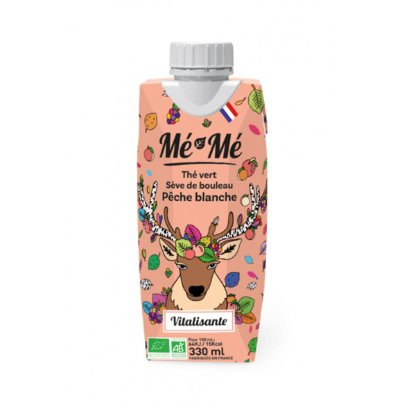 ME-ME - VITALISANTE THE VERT MATCHA SEVE DE BOULEAU PECHE BLANCHE 330ML x12 BIO