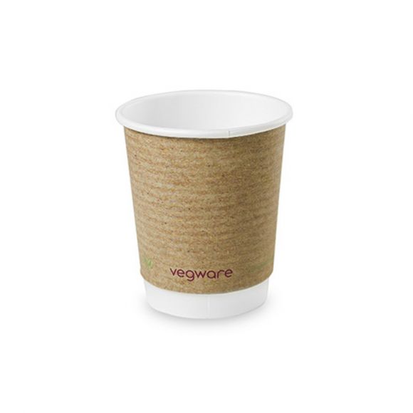 VEGWARE - GOBELET KRAFT DOUBLE PAROI 8OZ/236ML Ø79MM x25 LOGO REGLEMENTAIRE