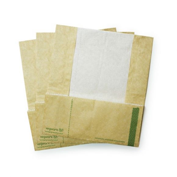 VEGWARE - SAC PRE-DECOUPE PAPIER KRAFT COMPOSTABLE 20x25x23CM x500