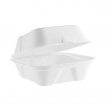 VEGWARE - BOITE BURGER BAGASSE BLANC COMPOSTABLE 15x15CM x50