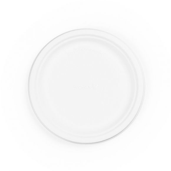 VEGWARE - ASSIETTE BAGASSE BLANC COMPOSTABLE Ø23CM x50