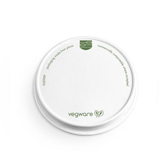 VEGWARE - COUVERCLE POT SOUPE/GLACE PAPIER BLANC COMPOSTABLE 6-10OZ Ø90MM x50