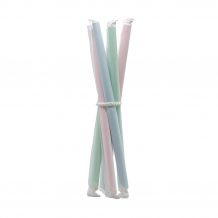 PAILLE BUBBLE TEA BISEAUTEE PAPIER PASTEL EMBALLAGE INDIVIDUEL Ø12 L.260 MM x200