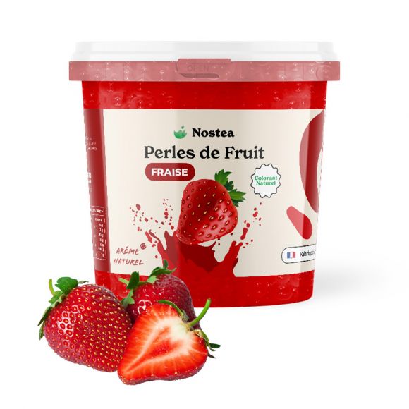 NOSTEA - PERLES DE FRUIT SAVEUR FRAISE COLORANTS NATURELS SEAU 3.2KG