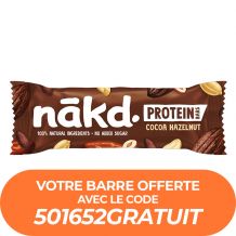 NAKD - PROTEIN BARRE VEGAN CACAO NOISETTE 45G ECHANTILLON x1