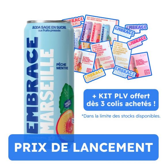 EMBRACE - SODA MARSEILLE PECHE MENTHE CANETTE 330ML x12