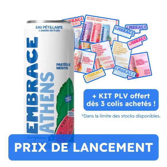 EMBRACE - EAU PETILLANTE ATHENS PASTEQUE MENTHE CANETTE 330ML x12
